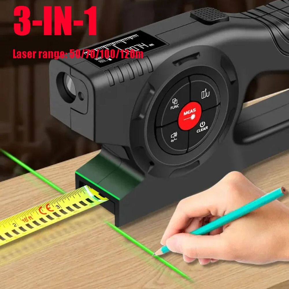 Industrial Laser Distance Sensor - Pengukur Laser 3-in-1, Meteran Digital Retraktil